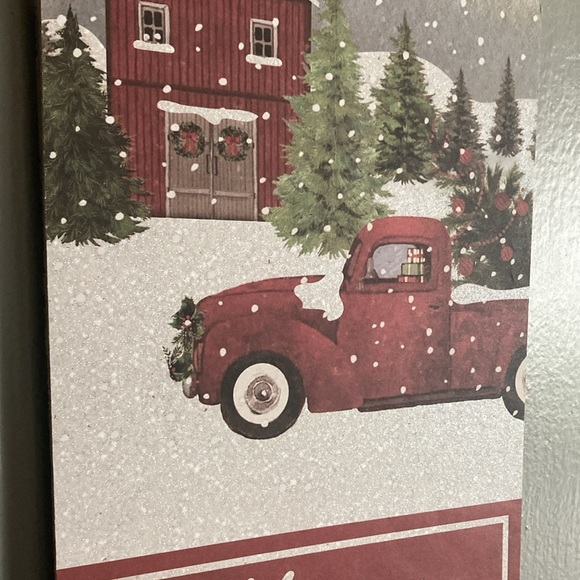 NWT Beautiful Rustic Farmhouse Glittered ❄️ Merry Christmas Farmtruck Decor Sign - Picture 4 of 15